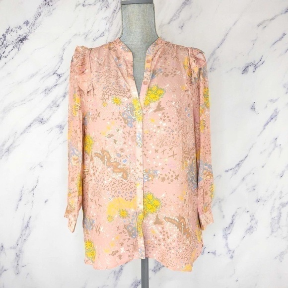 Zadig & Voltaire | Tygg Print Glam Long Sleeve Blouse | Sz M - Picture 1 of 9